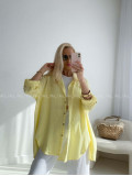 Predĺžená Mušelínová oversize košeľa butter yellow AB 313