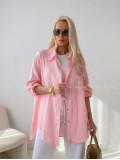Predĺžená Mušelínová oversize košeľa ružová AB 313