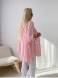 Predĺžená Mušelínová oversize košeľa ružová AB 313