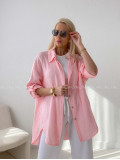 Predĺžená Mušelínová oversize košeľa ružová AB 313