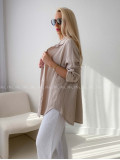 Predĺžená Mušelínová oversize košeľa béžová AB 313