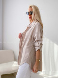 Predĺžená Mušelínová oversize košeľa béžová AB 313