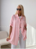 Mušelínová oversize košeľa s vreckom ružová AB 314