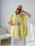 Mušelínová oversize košeľa s vreckom žltá AB 314