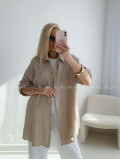 Mušelínová oversize košeľa s vreckom béžová AB 314