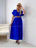 Maxi šaty s prepletaným opaskom kráľovská modrá AB 369