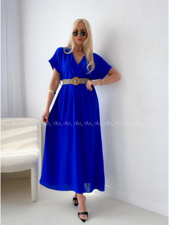 Maxi šaty s prepletaným opaskom kráľovská modrá AB 369