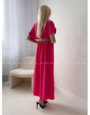 Maxi šaty s prepletaným opaskom fuchsia AB 369