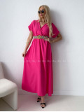Maxi šaty s prepletaným opaskom fuchsia AB 369