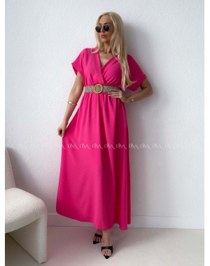 Maxi šaty s prepletaným opaskom fuchsia AB 369
