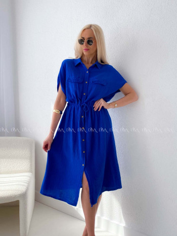 Mušelínové košeľové šaty Ria kráľovská modrá AB 126