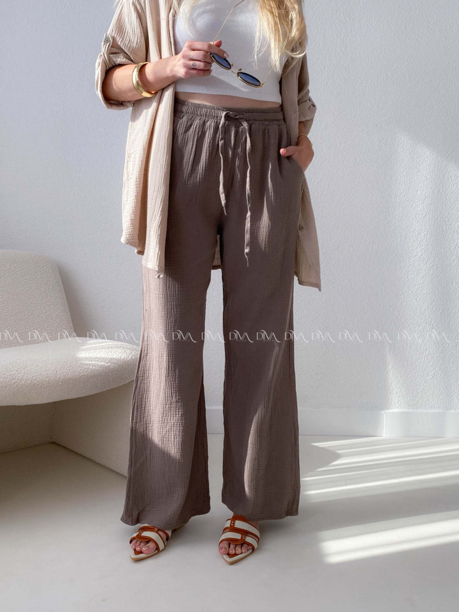 Mušelínové nohavice zemitá hnedá B 12