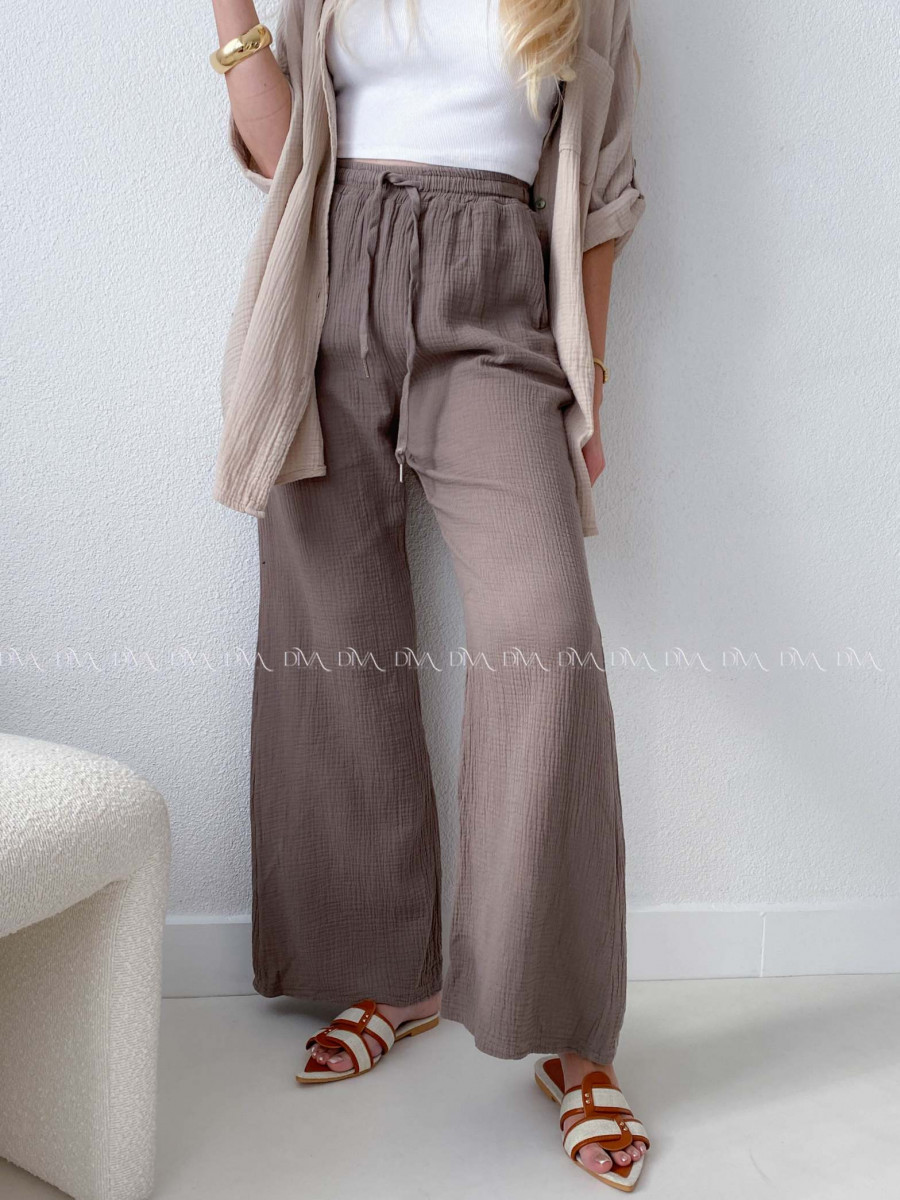 Mušelínové nohavice zemitá hnedá B 12