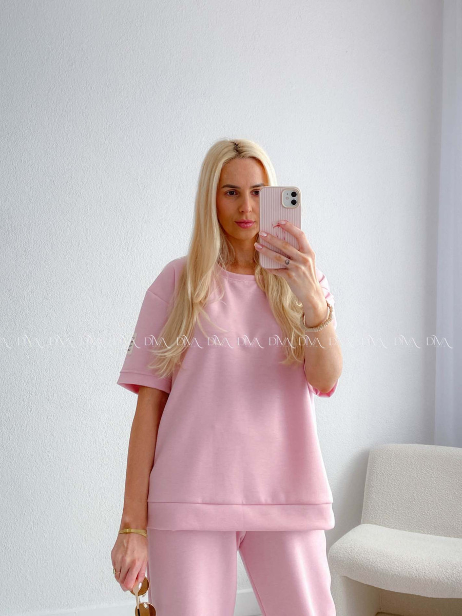 Pohodlný komplet s nášivkou ružový AB 128