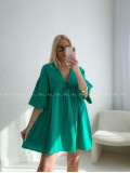 Mušelínové krátke šaty s viazaním zelené AB 400