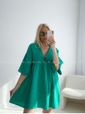 Mušelínové krátke šaty s viazaním zelené AB 400