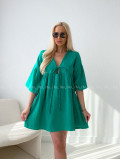 Mušelínové krátke šaty s viazaním zelené AB 400