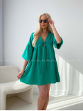 Mušelínové krátke šaty s viazaním zelené AB 400