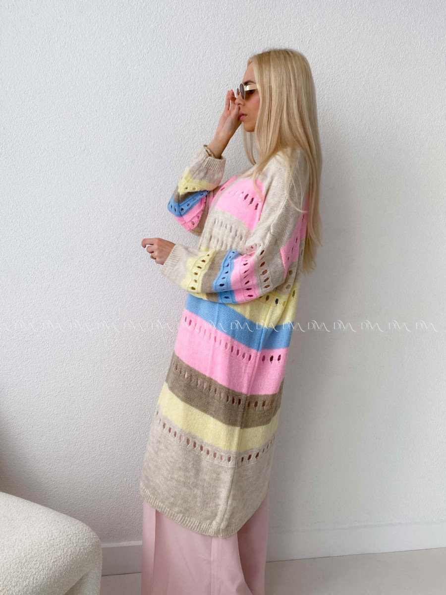 Maxi dierkovaný kardigan multicolor AB 133