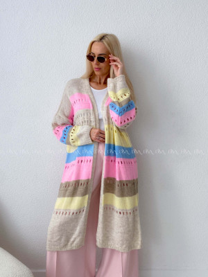 Maxi dierkovaný kardigan multicolor AB 133