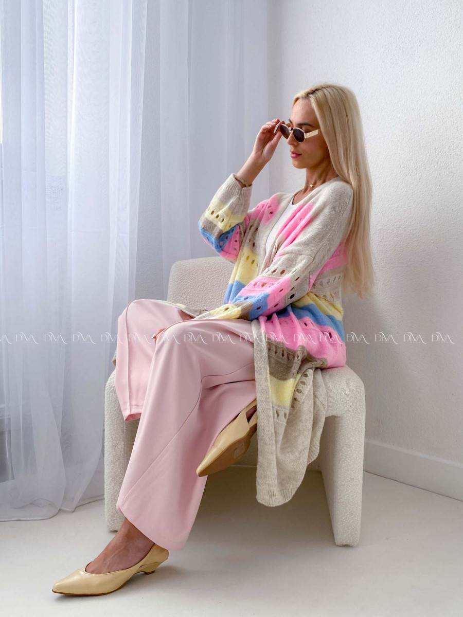 Maxi dierkovaný kardigan multicolor AB 133
