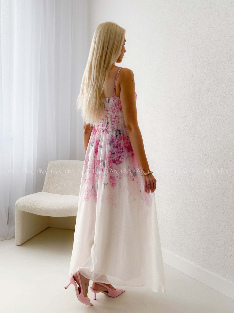 Elegantné ľahké midi šaty na ramienka Flora AB 129