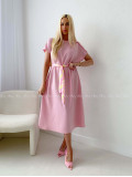Hladké maxi šaty s gombíkmi a opaskom ružové AB 256