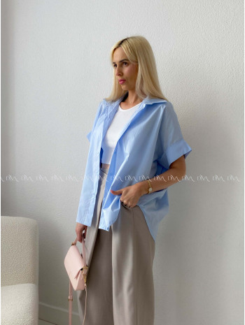 Oversize bavlnená netopieria košeľa baby modrá AB 231