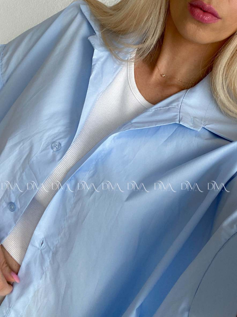Oversize bavlnená netopieria košeľa baby modrá AB 231