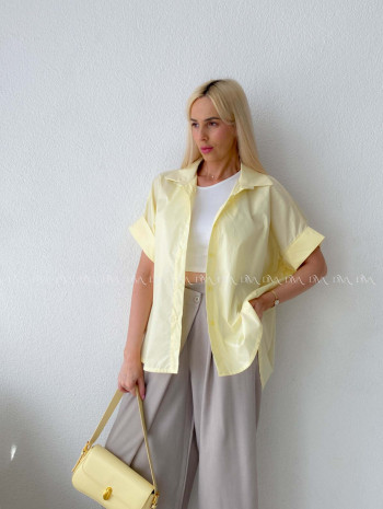 Oversize bavlnená netopieria košeľa butter yellow AB 231