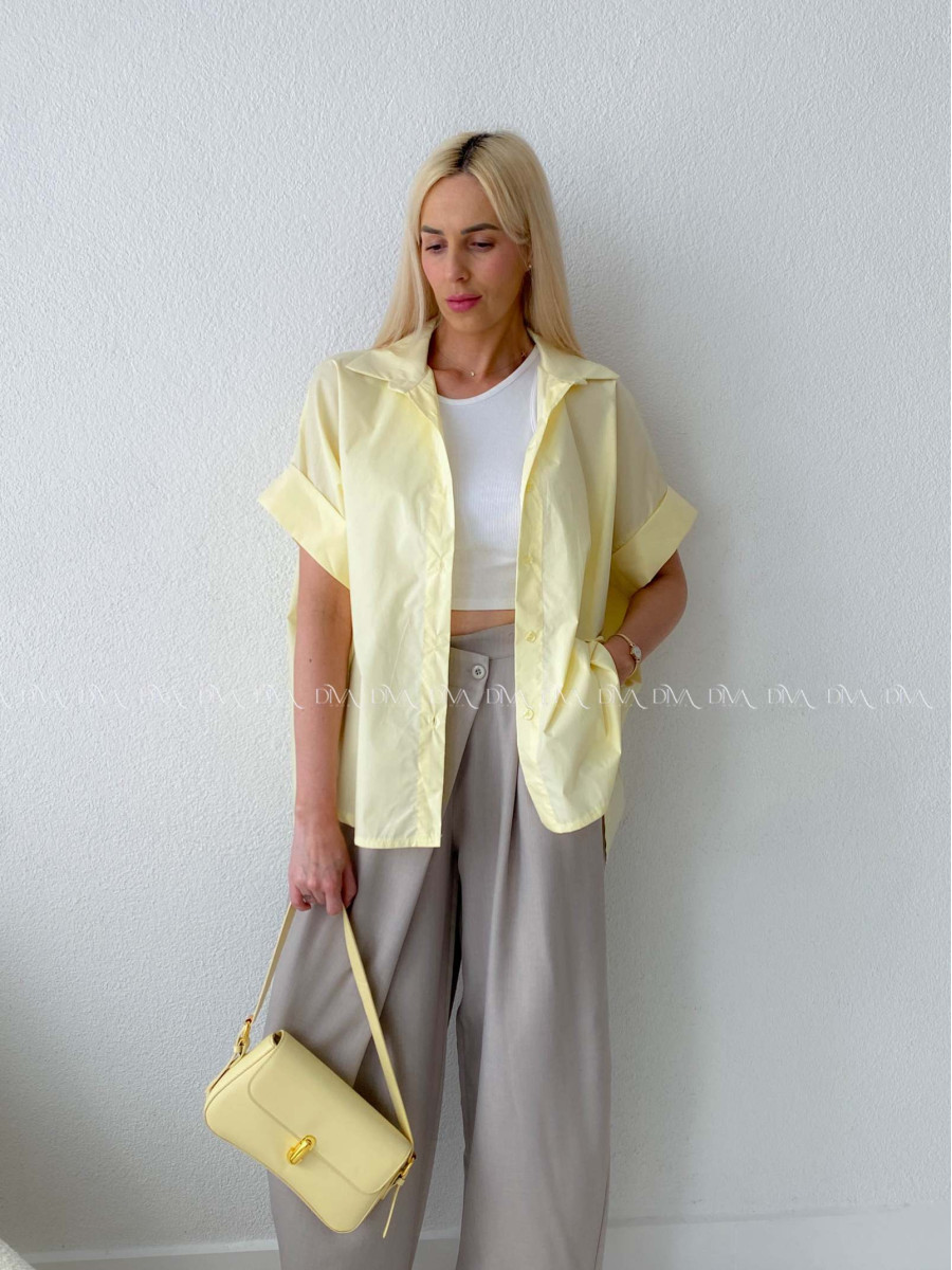 Oversize bavlnená netopieria košeľa butter yellow AB 231