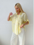 Ľahká krepová košeľa s kamienkami žltá AB 137