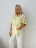 Ľahká krepová košeľa s kamienkami žltá AB 137