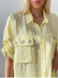 Ľahká krepová košeľa s kamienkami žltá AB 137