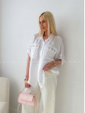 Ľahká krepová košeľa s kamienkami biela AB 137