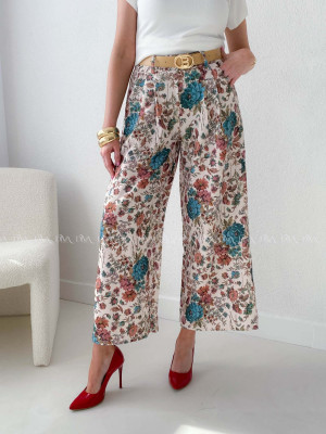 Ľahké kvetované nohavice s opaskom AB 207