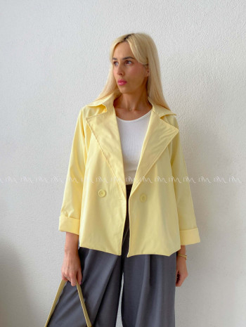 Skrátený trench coat butter yellow AB 136