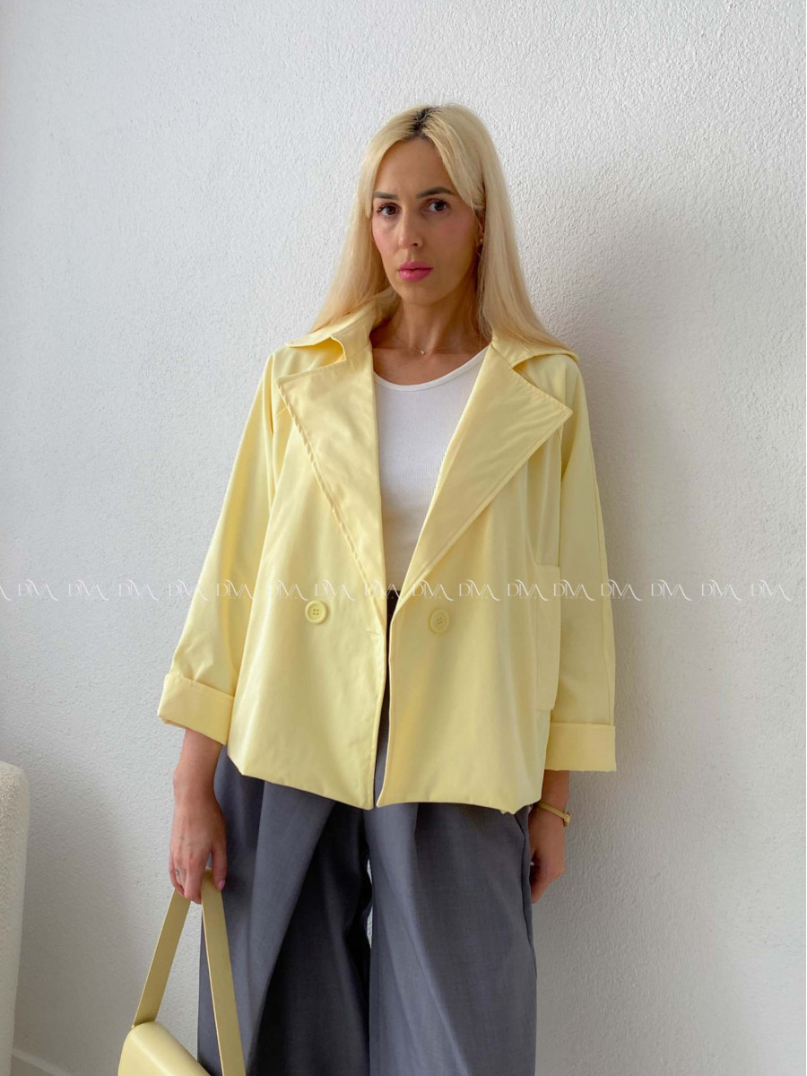 Skrátený trench coat butter yellow AB 136