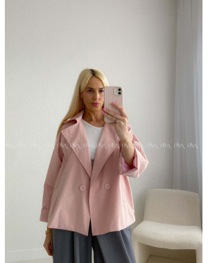 Skrátený trench coat pudrovo ružový AB 136 Skrátený trench coat pudrovo ružový AB 136
