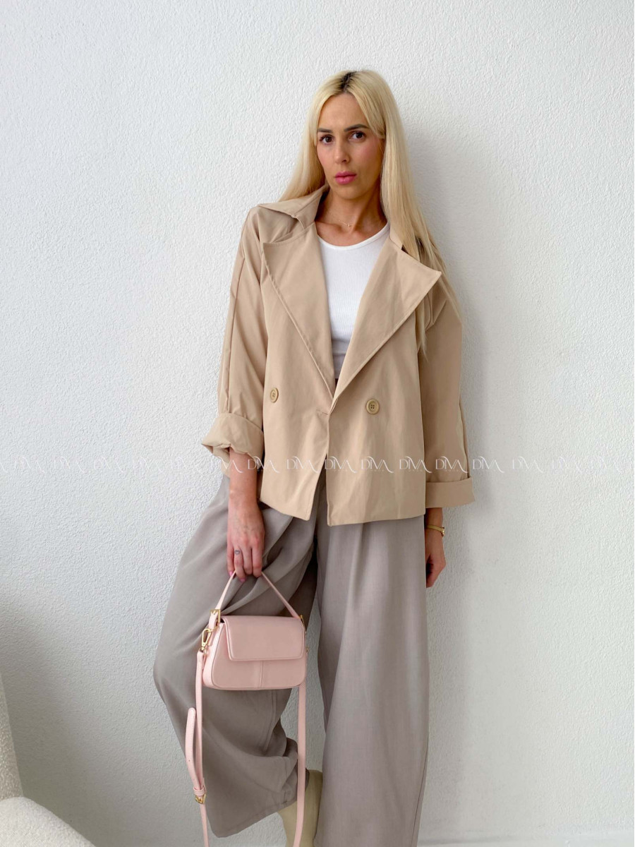 Skrátený trench coat latté AB 136