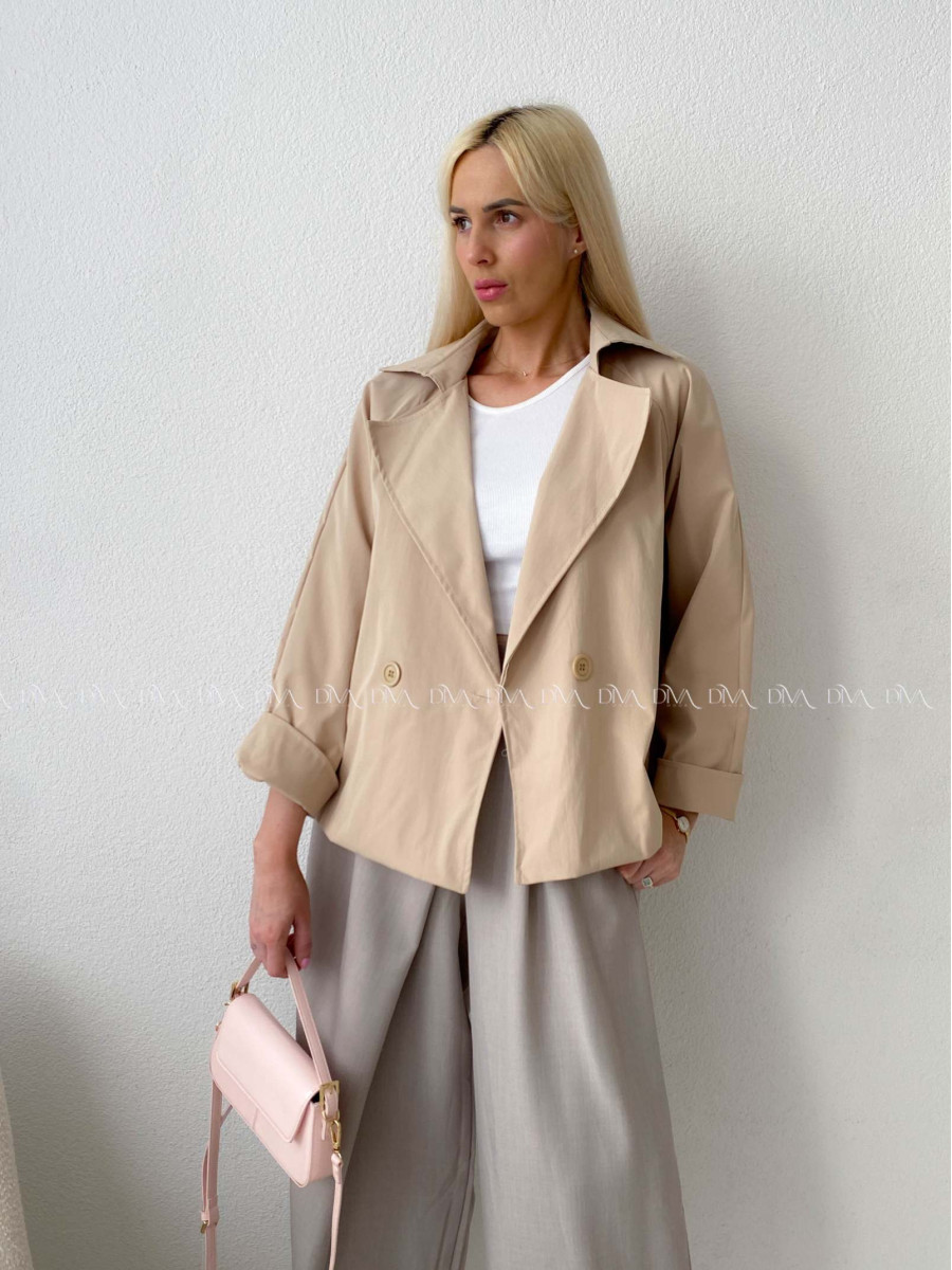 Skrátený trench coat latté AB 136