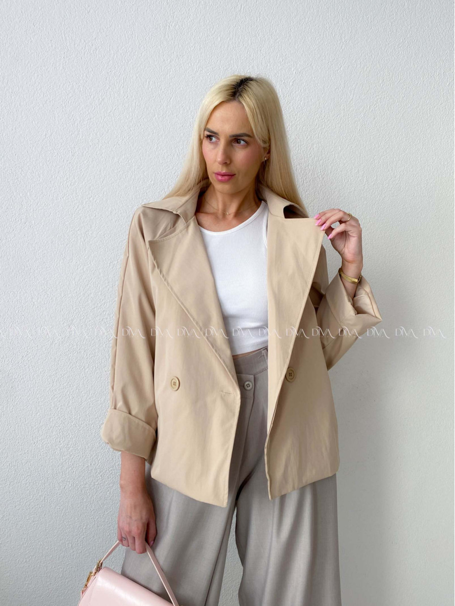 Skrátený trench coat latté AB 136