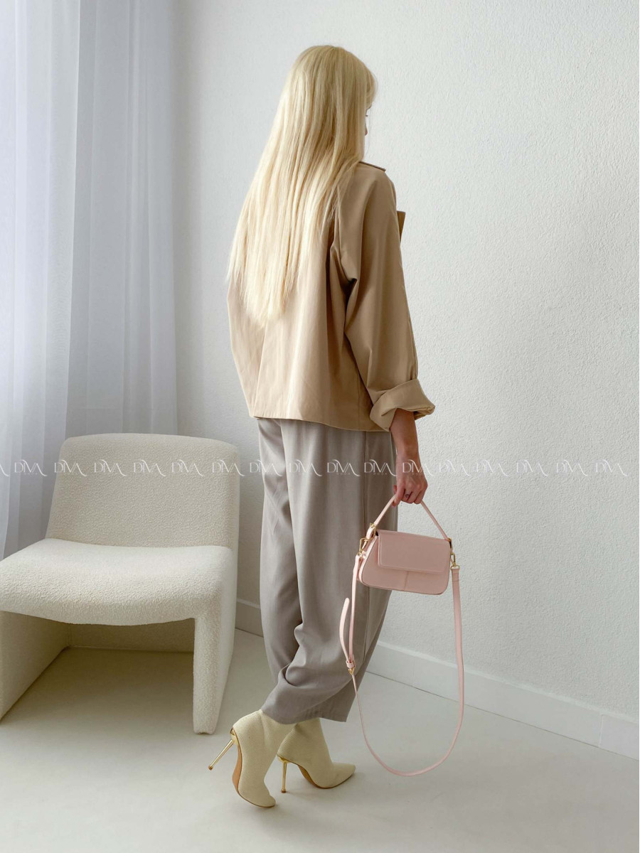 Skrátený trench coat latté AB 136