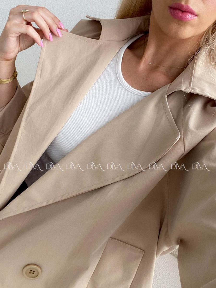 Skrátený trench coat latté AB 136