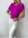 Rebrovaný top s tulipánovými rukávmi magenta AB 200