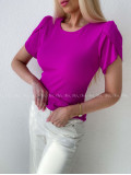 Rebrovaný top s tulipánovými rukávmi magenta AB 200