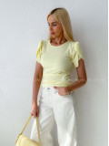 Rebrovaný top s tulipánovými rukávmi žltý AB 200