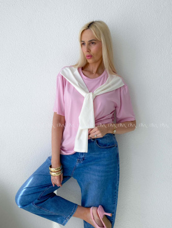 Tričko s imitáciou svetra ružové AB 135