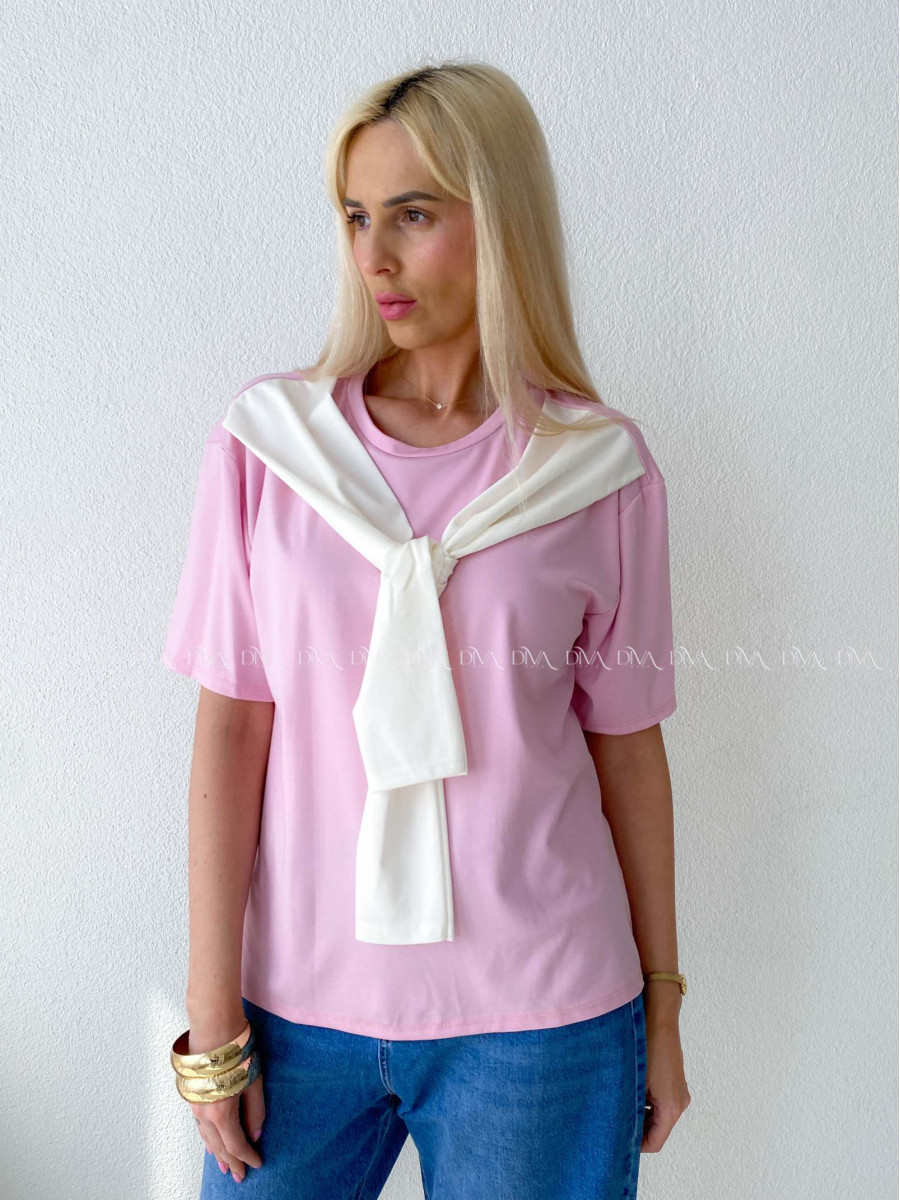 Tričko s imitáciou svetra ružové AB 135