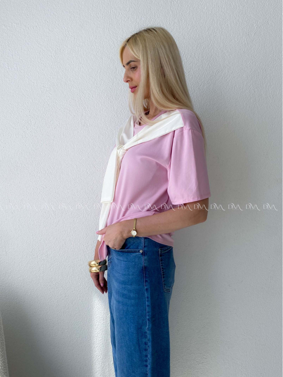 Tričko s imitáciou svetra ružové AB 135